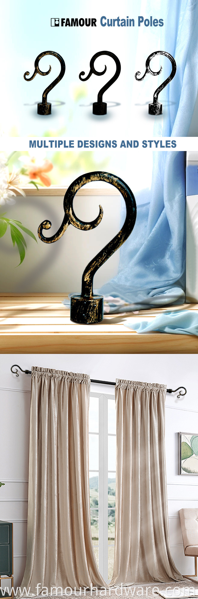 Curtain rods exported to Europe and America